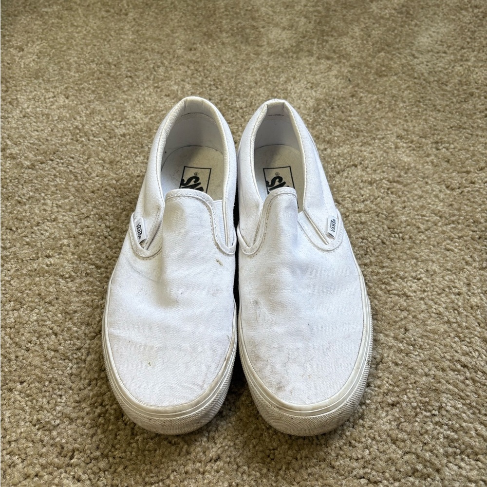 Vans White Slip-On Sneakers